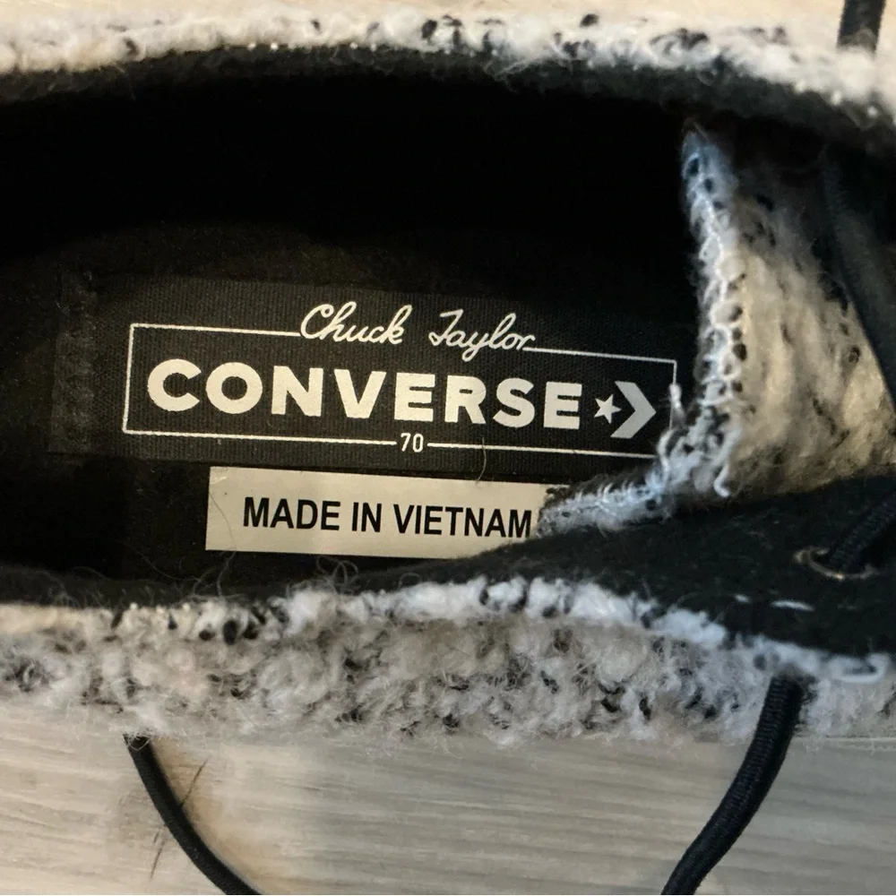 Converse Chuck Taylor 70 LO boucle wool white black sneaker mens 6.5 women’s 8.5